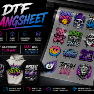 Premiun DTF GangSheets 12.5" Wide — Custom Length To Fit Your Needs